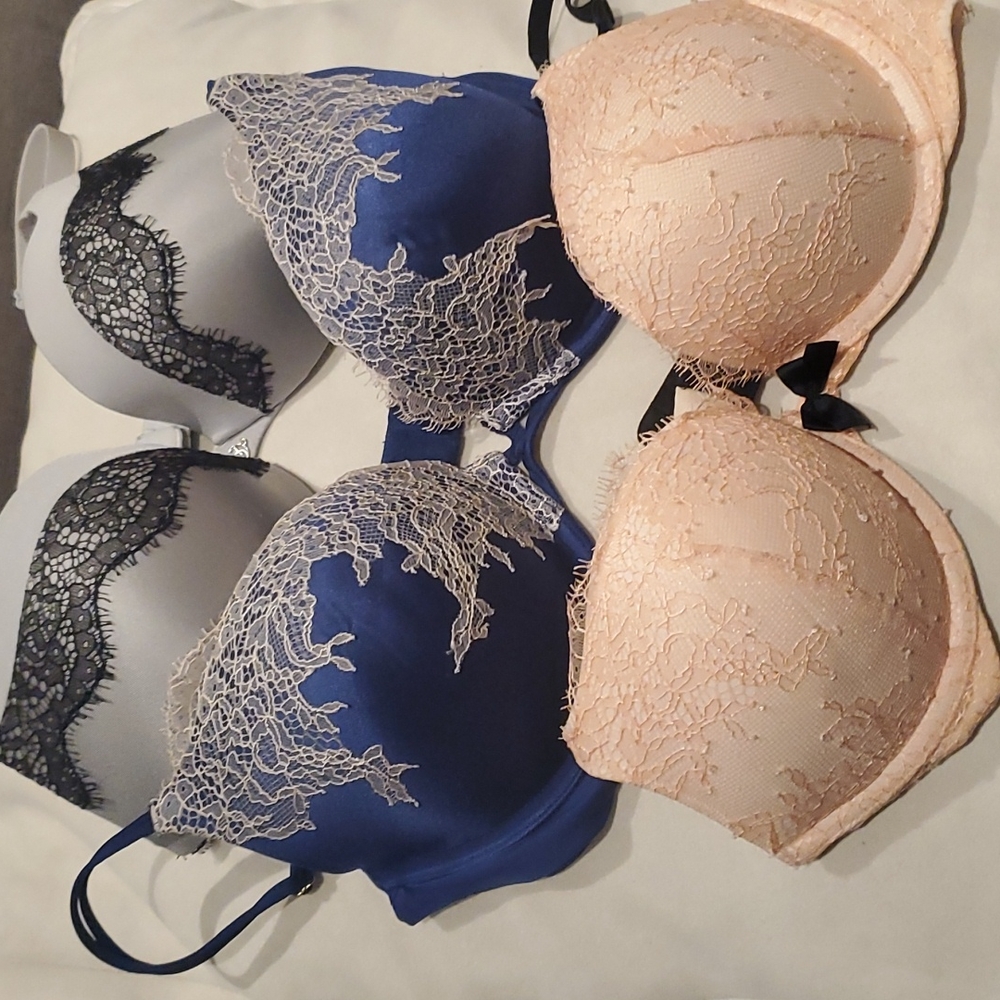 Victoria Secrets push up bras lot of 3 - 34b, 34c, 32c